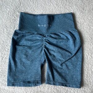 NVGTN Teal Ruched High-Waisted Shorts